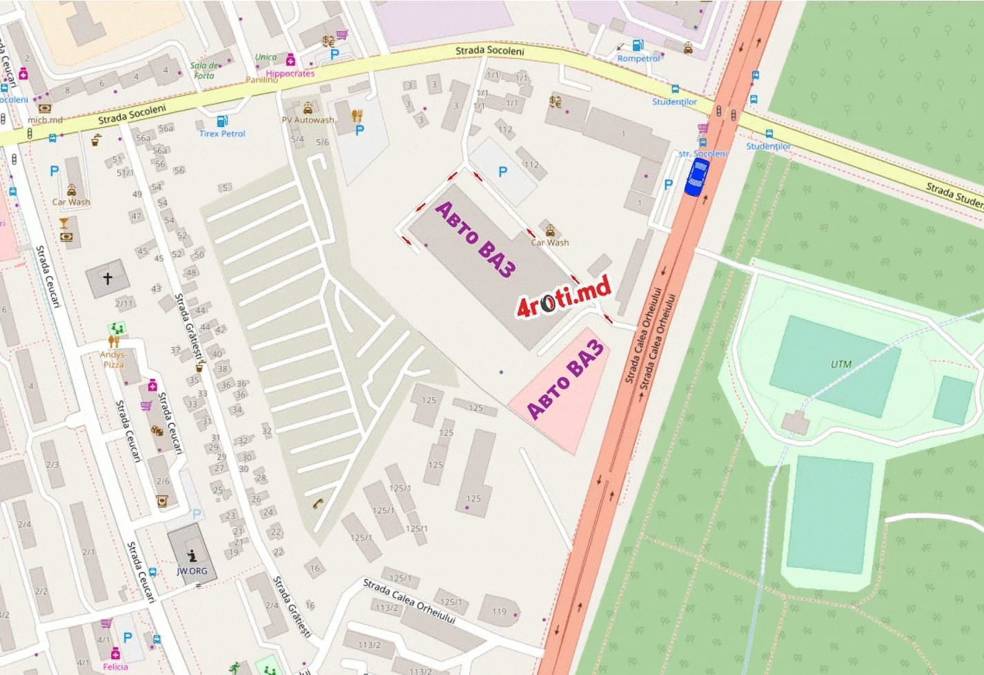 карта проезда в шинный центр 4roti.md
